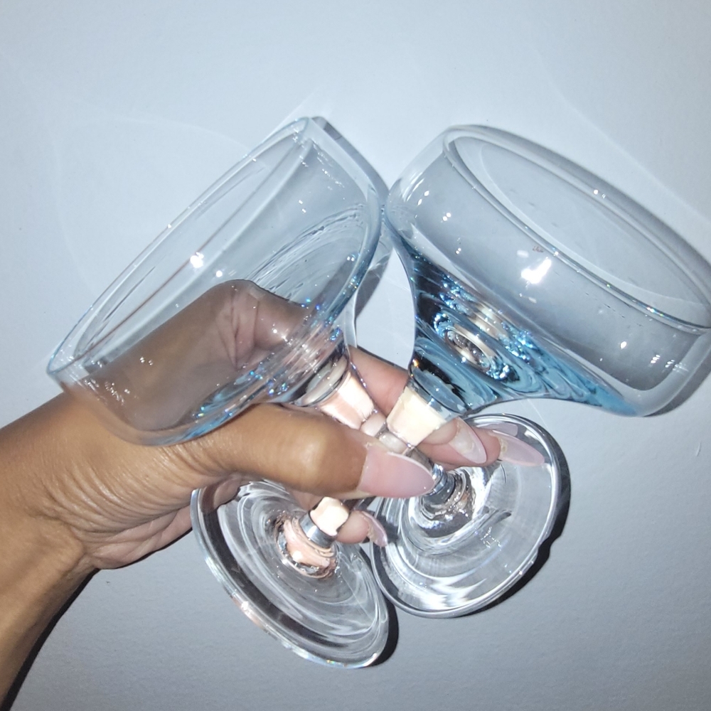 Set of vintage tinted martini glasses